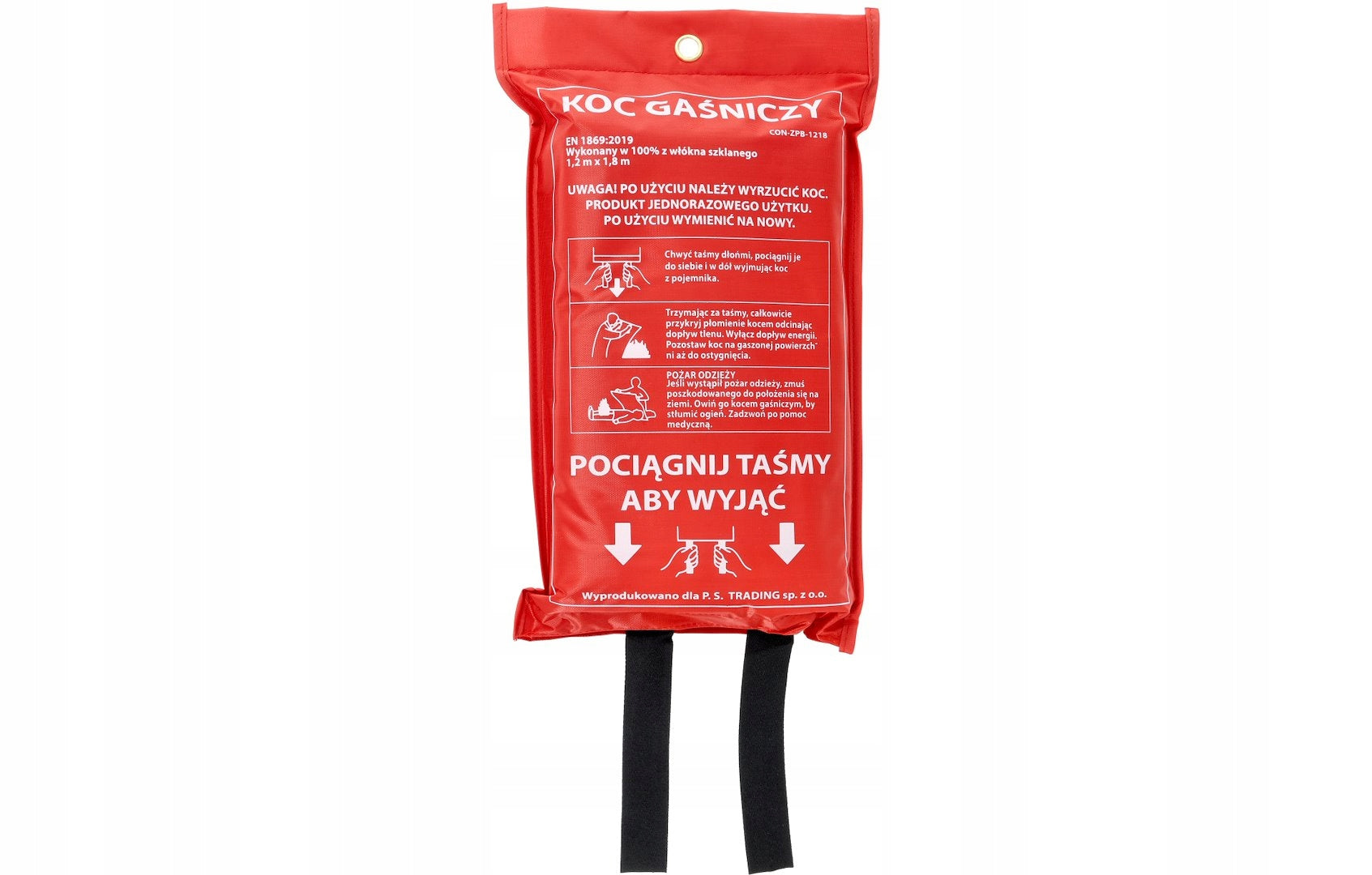 FIRE FIBERGLASS FIRE EXTINGUISHING BLANKET 1,2mx1,8m CERTIFICATE Packaging status original