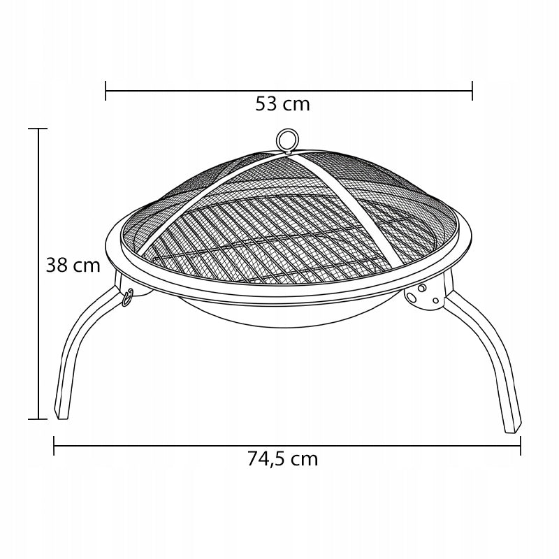 FIRE PIT GRILL 2IN1 GARDEN CHARCOAL TRIPOD PORTABLE ROUND TOURIST Manufacturer code VL07-BLACK