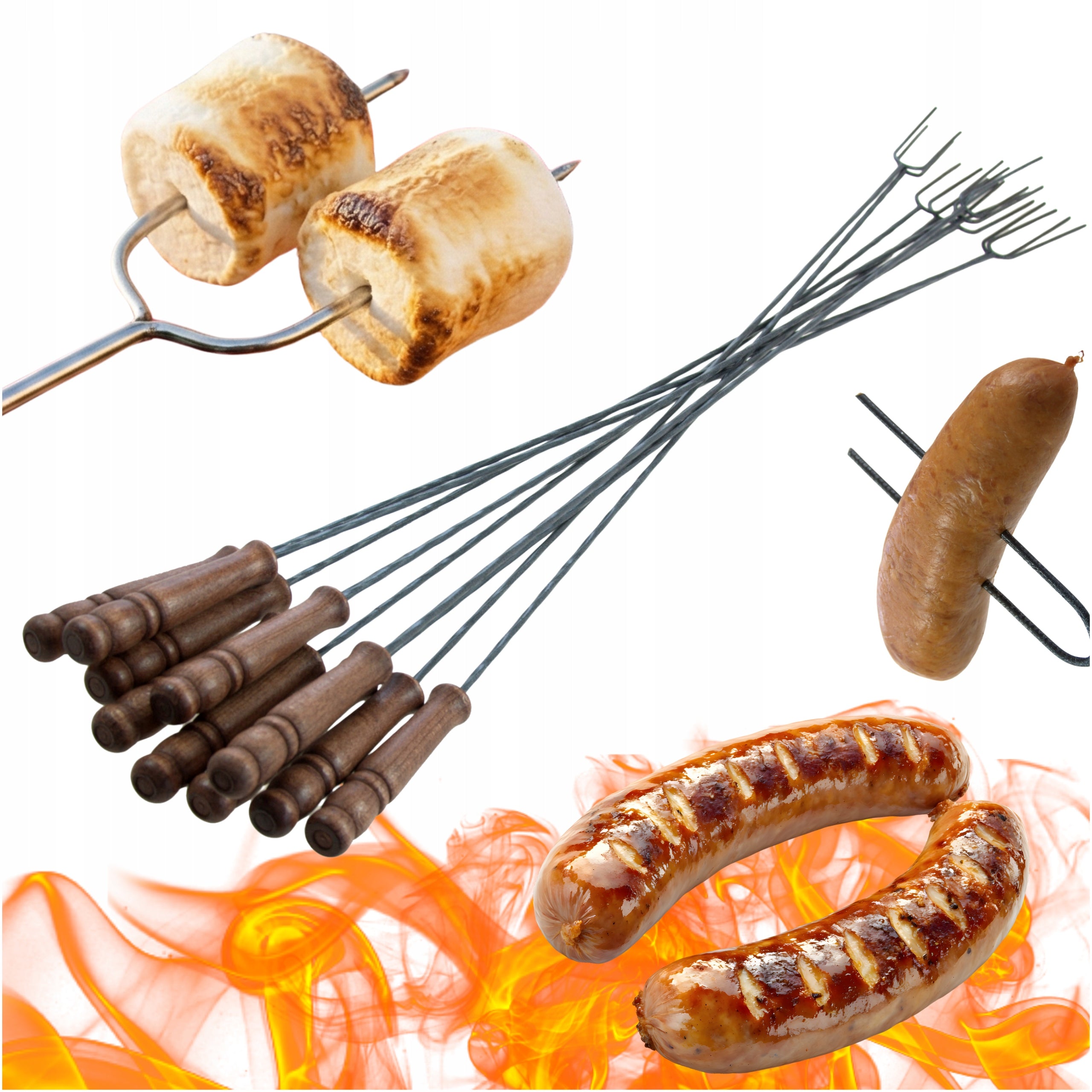 FIRE STICKS 10pcs Focal Fork Sticks 100cm STICK Sausages FORKS Packaging status original