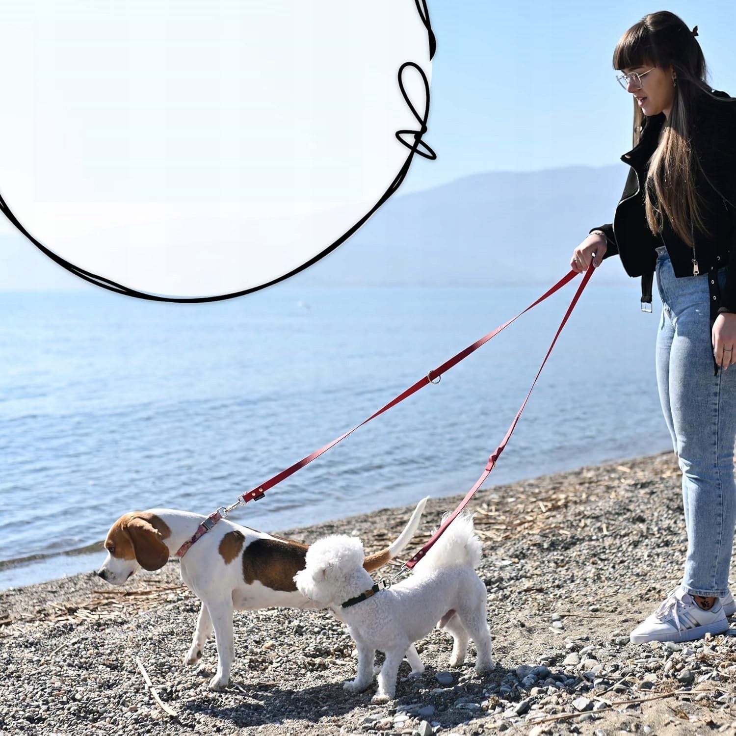 FIRSTPAW Dog Leash Adjustable Padded 2 m Red Kind for jogging