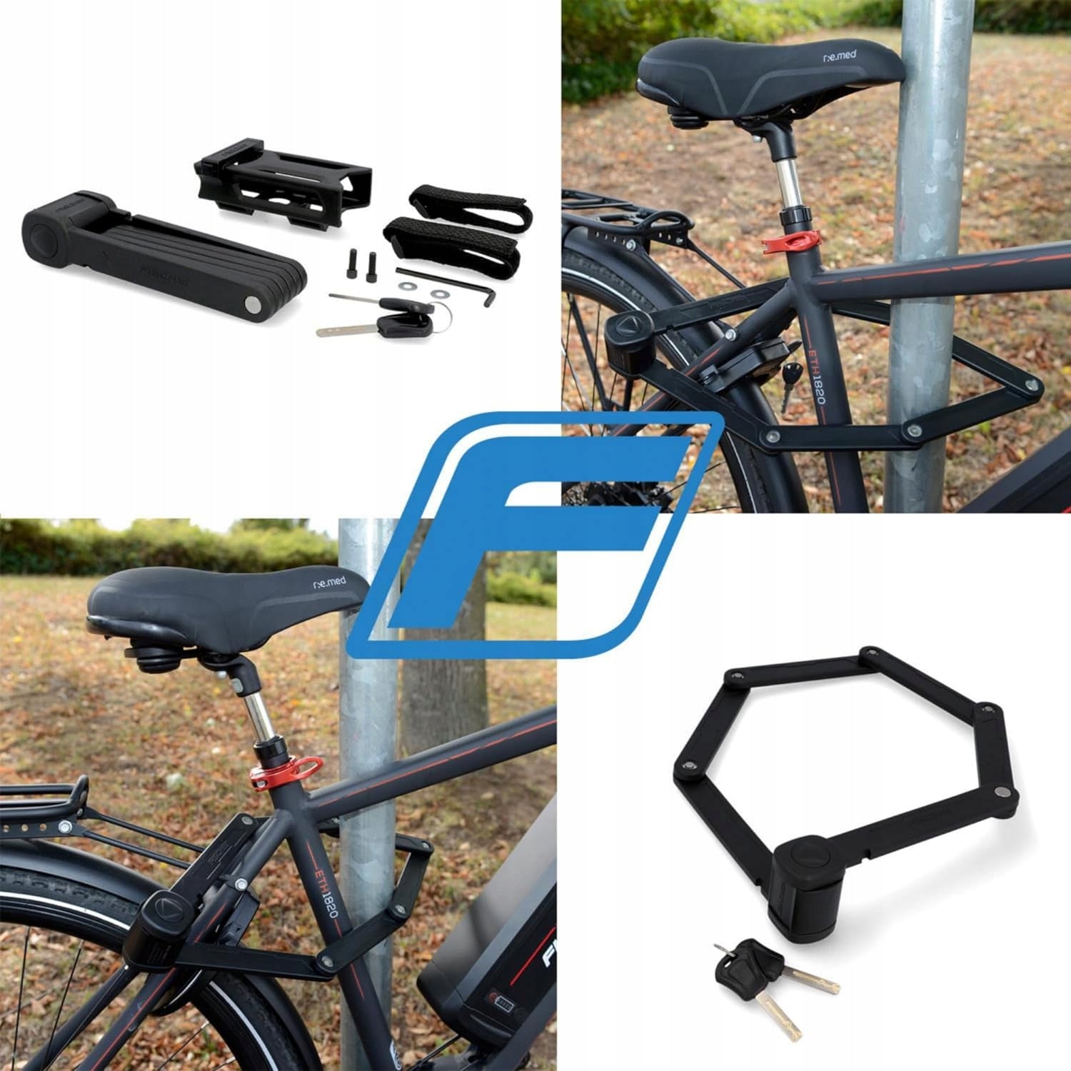 FISCHER Bicycle Clasp FOLDING 85 cm Lock for Bike with Key STRONG Length 85 cm