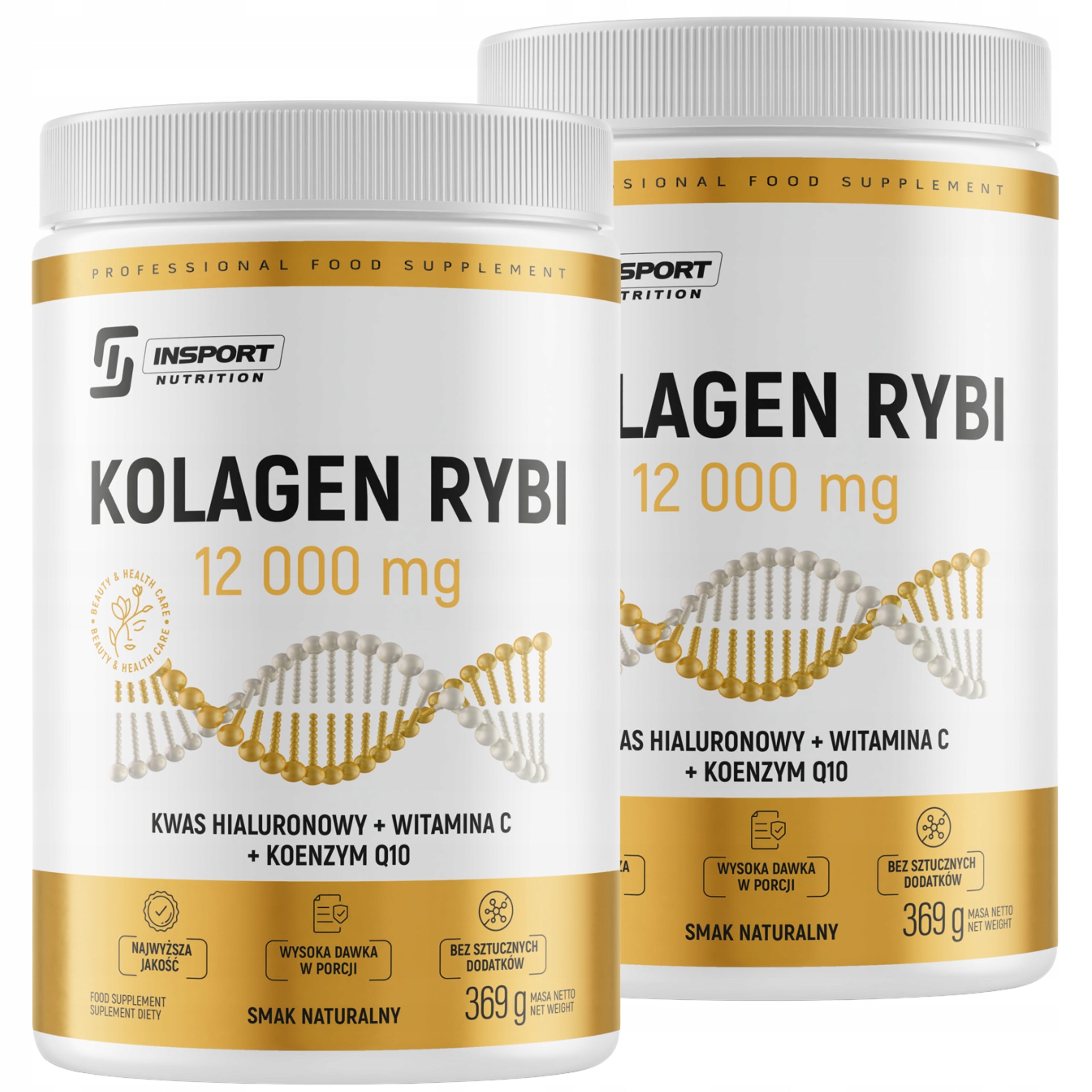 FISH COLLAGEN 12 000mg + HYALURONIC ACID + VITAMIN C + COENZYME Q10 INSPORT