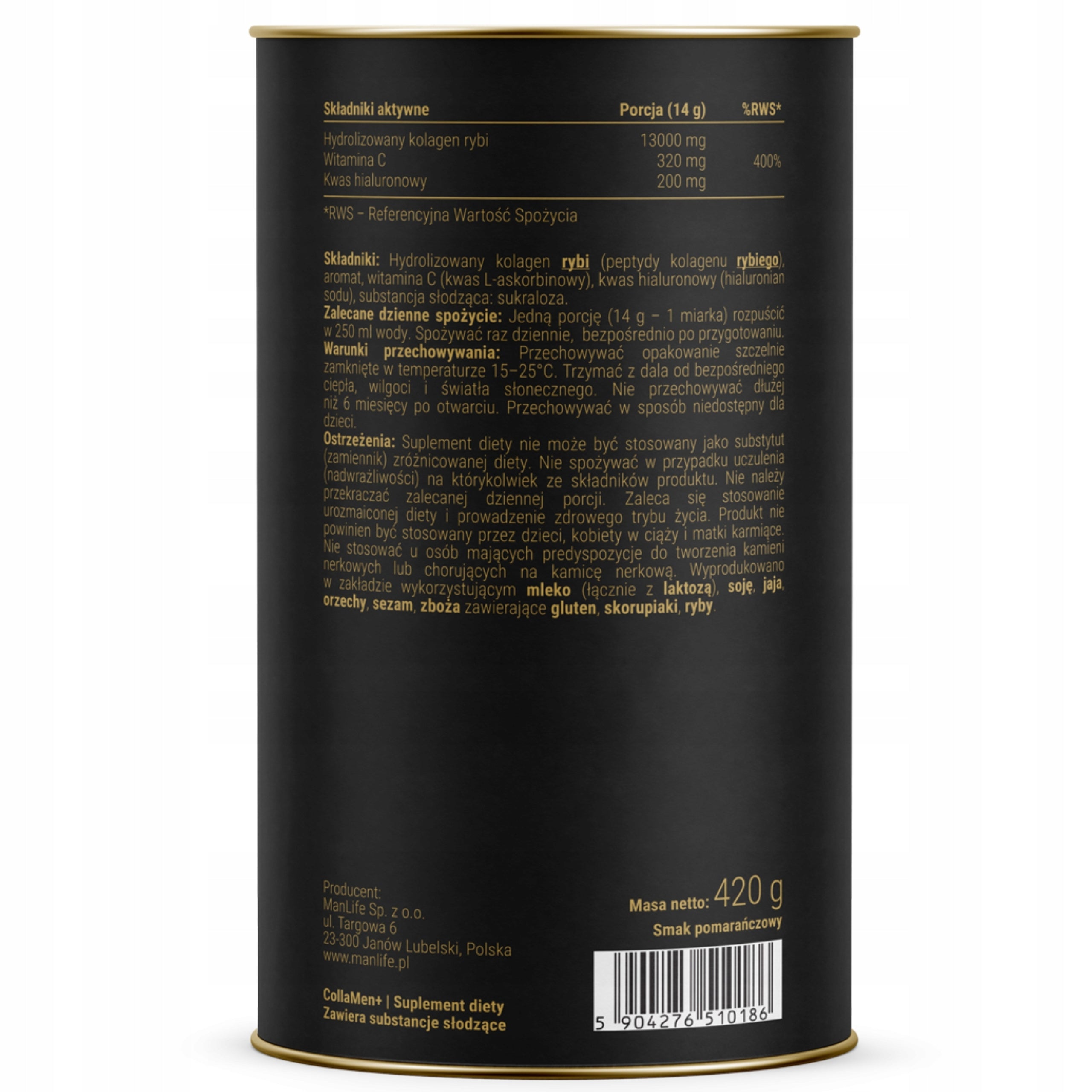 FISH COLLAGEN 13,000 mg in drinking powder Hyaluron Vit C for joints and Skin Packaging status original