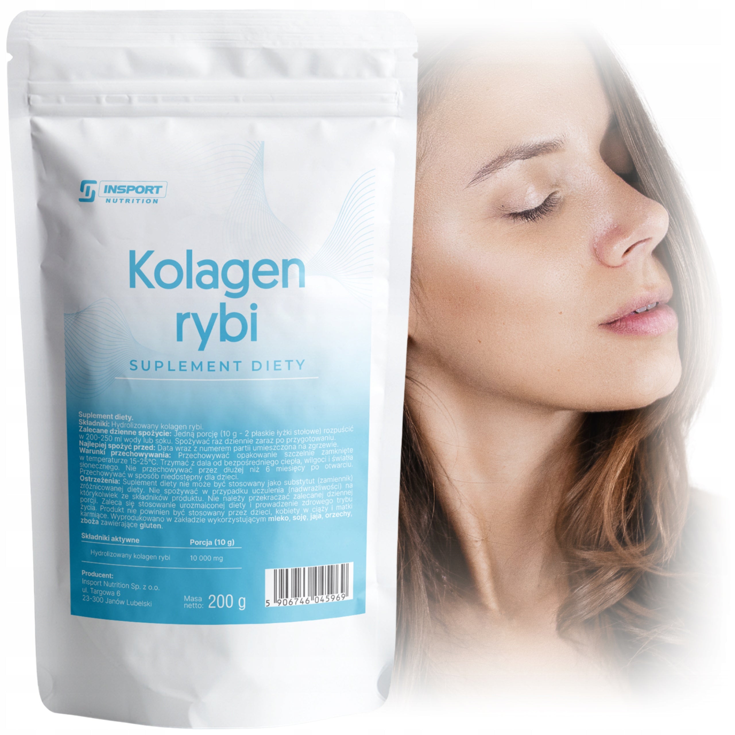 FISH COLLAGEN Pure 200g HAIR SKIN NAILS Natural 10,000mg | INSPORT