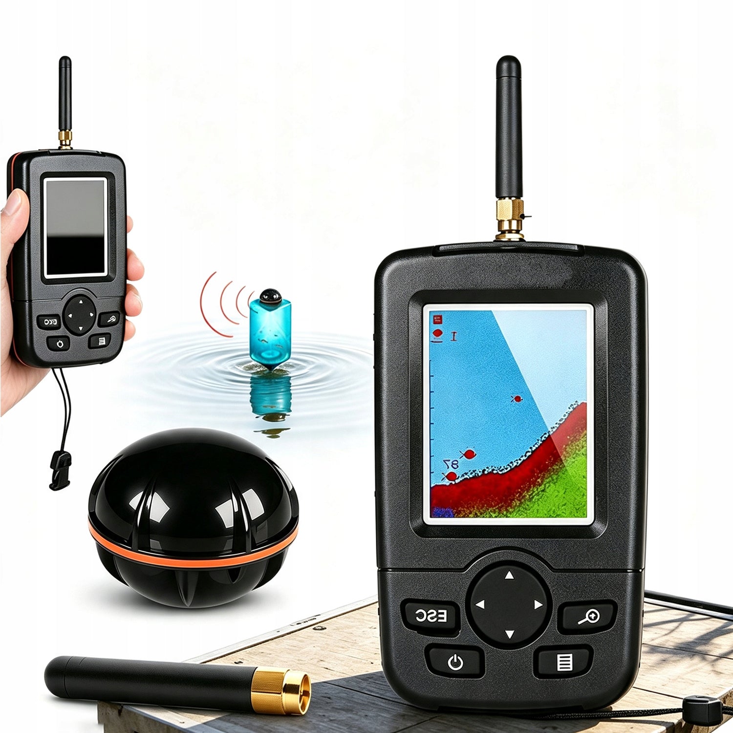 FISH DETECTOR WIRELESS SONAR DEPTH FINDER 148FT 125KHZ