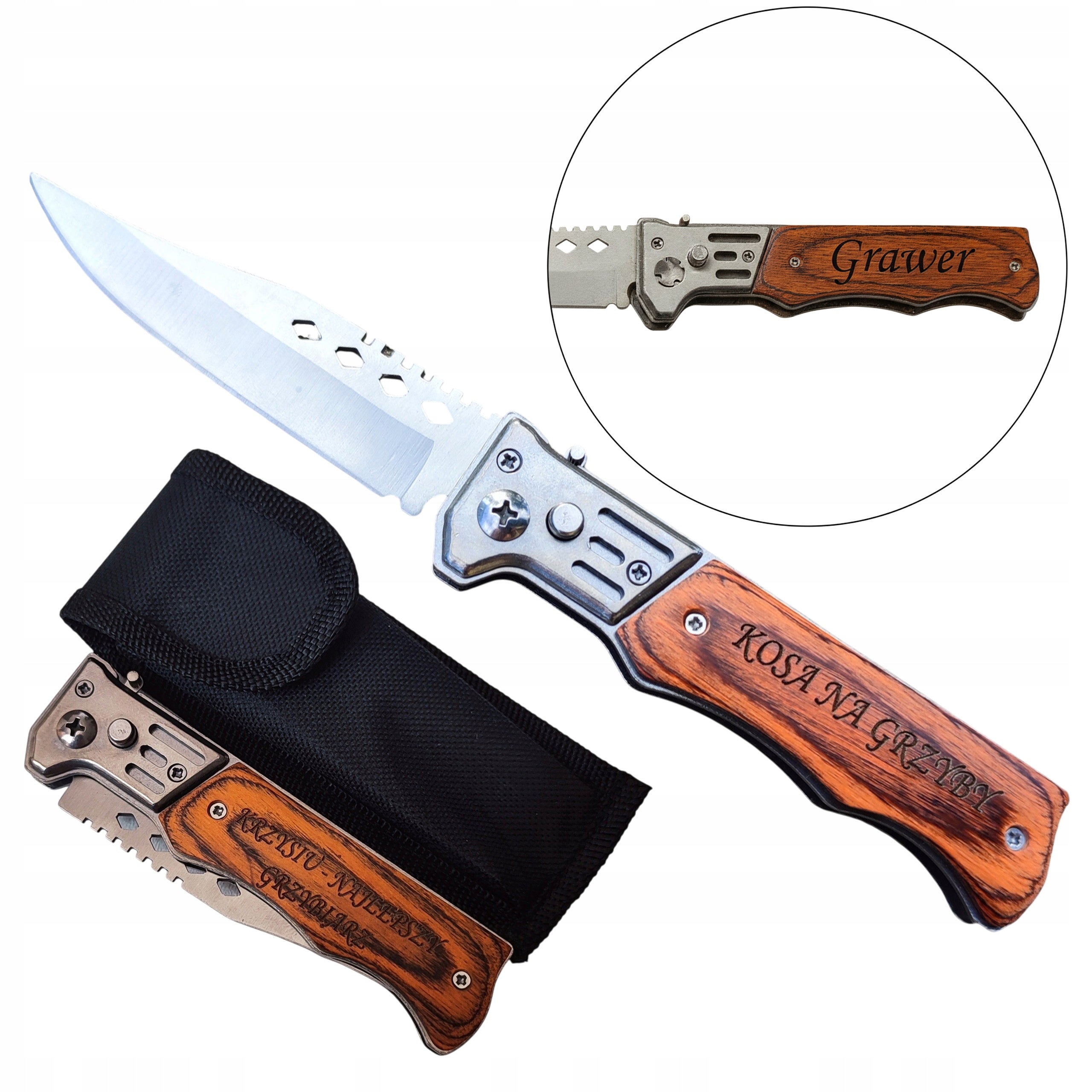 FISH MUSHROOM FOLDING KNIFE FATHER'S DAY GIFT FOR DAD WITH ENGRAVING