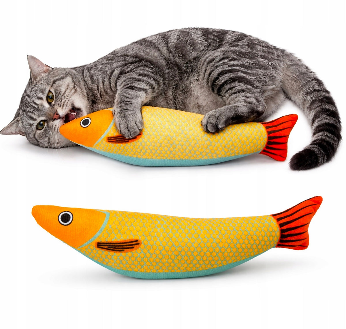 FISH for cats 21,5 cm toy teether yellow CATNIP (U062)