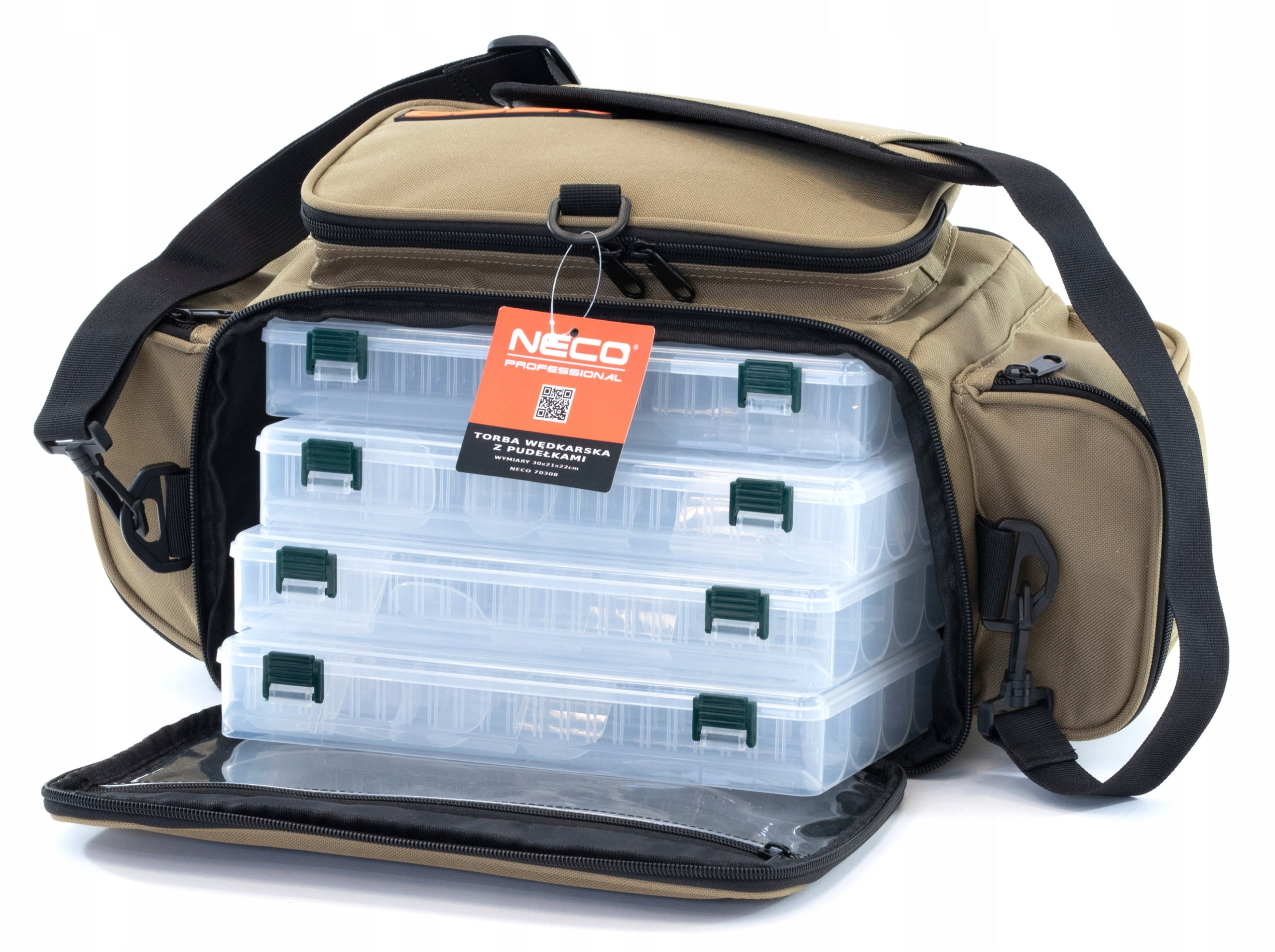FISHING BAG 4 BOXES RIGID BOTTOM 22X46X25CM Kind bag