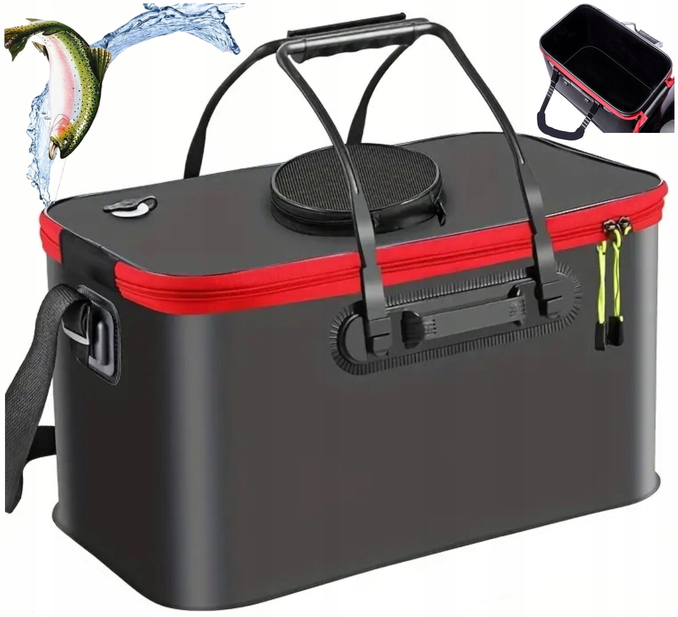 FISHING BAG BUCKET FOR ANGLERS BUCKET CAPACIOUS FOR FISH LID XXL