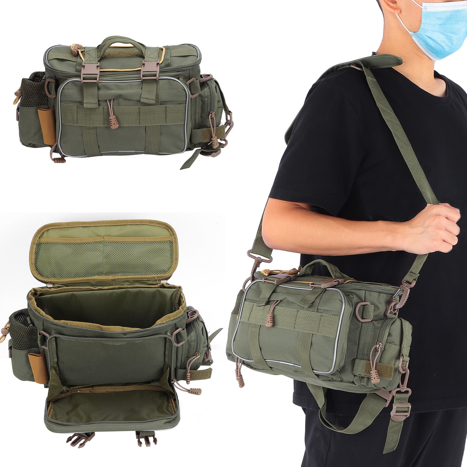 FISHING BAGS WATERPROOF 40x17x20CM NYLON SHOULDER BREAD