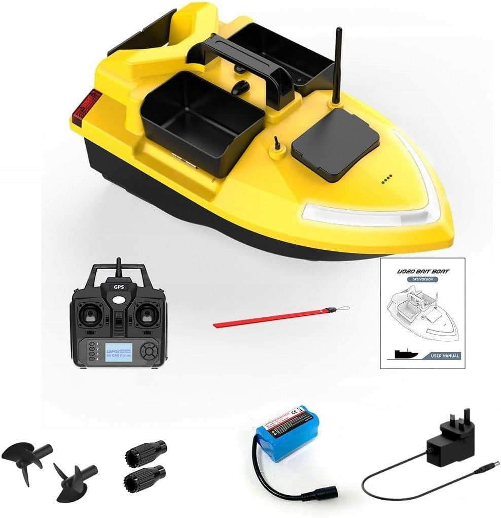 FISHING BAIT BOAT FLYTEC V020 GPS REMOTE CONTROLLED ON REMOTE CONTROL HIT
