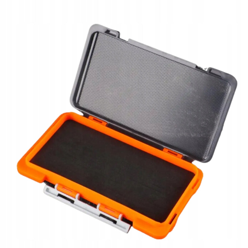FISHING BOX FOR SMALL LURES WITH SPONGE FOAM ORANGE WOBBLERS Packaging status original