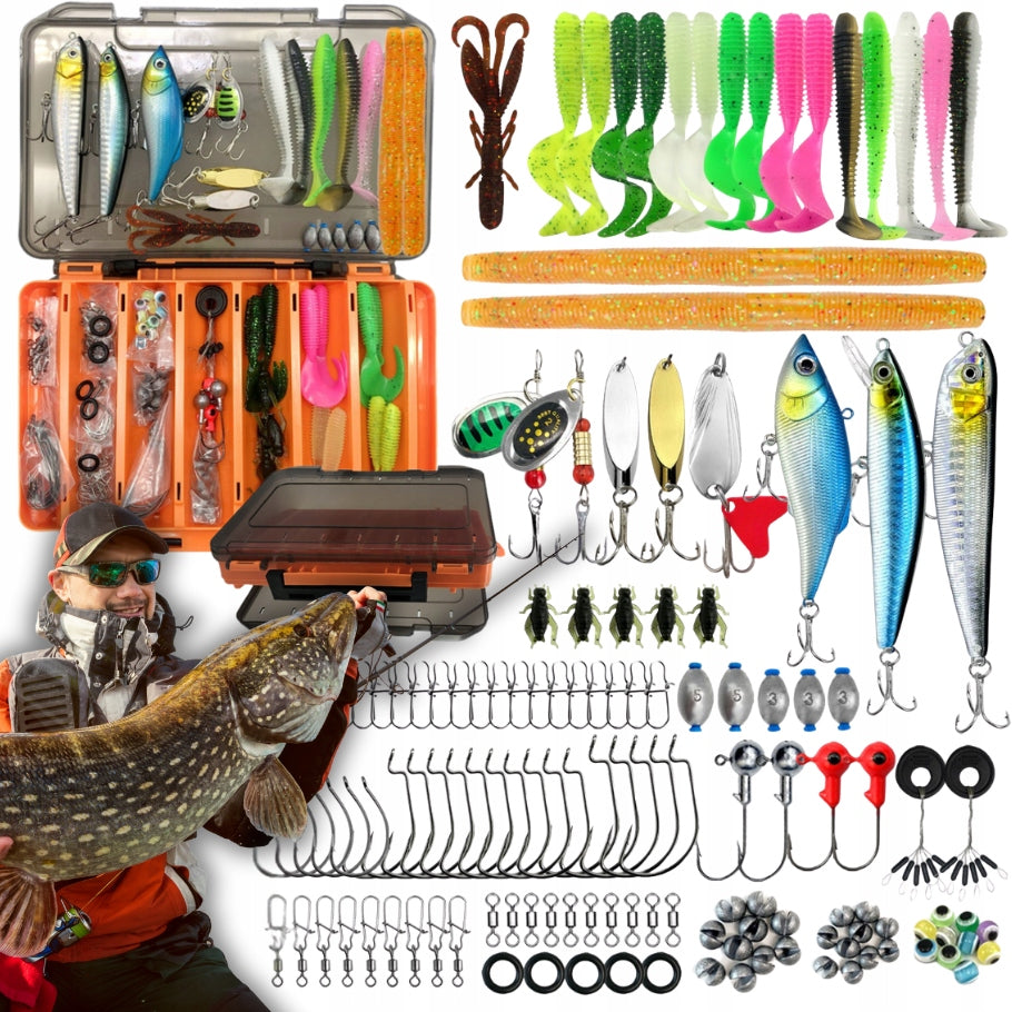 FISHING BOX SET OF FISH LURES HOOK SPINNING FLOAT AKCESORIA