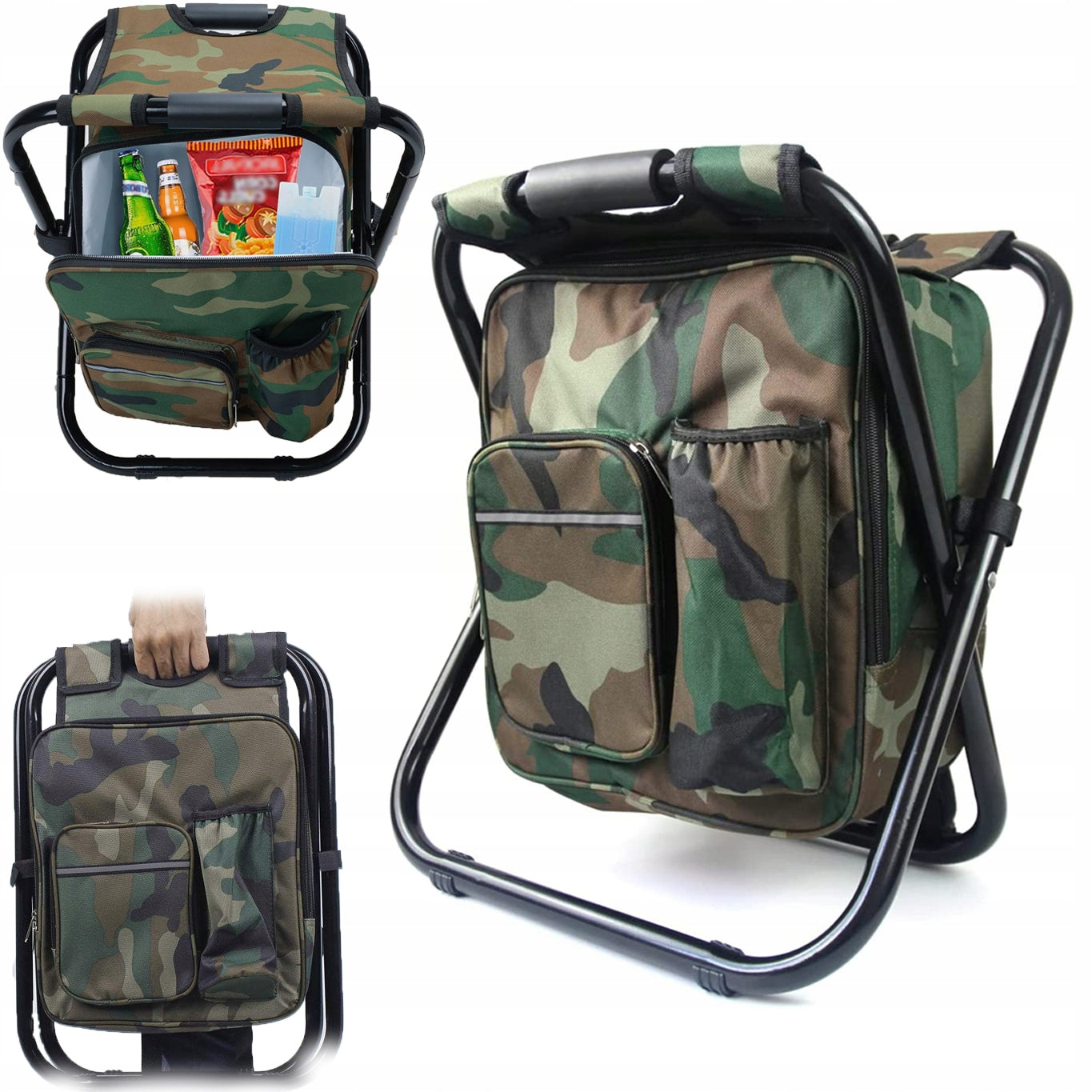 FISHING CHAIR BACKPACK FOLDING CAMPING BAG FISHING STOOL 2IN1