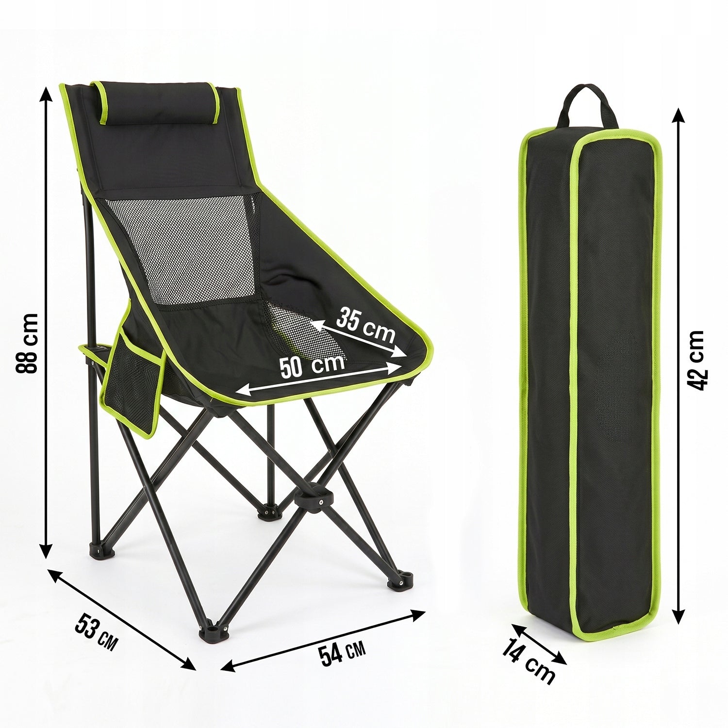FISHING CHAIR CAMPING CHAIR FOLDING COVER BLACK Product weight with unit packaging 2.1 kg
