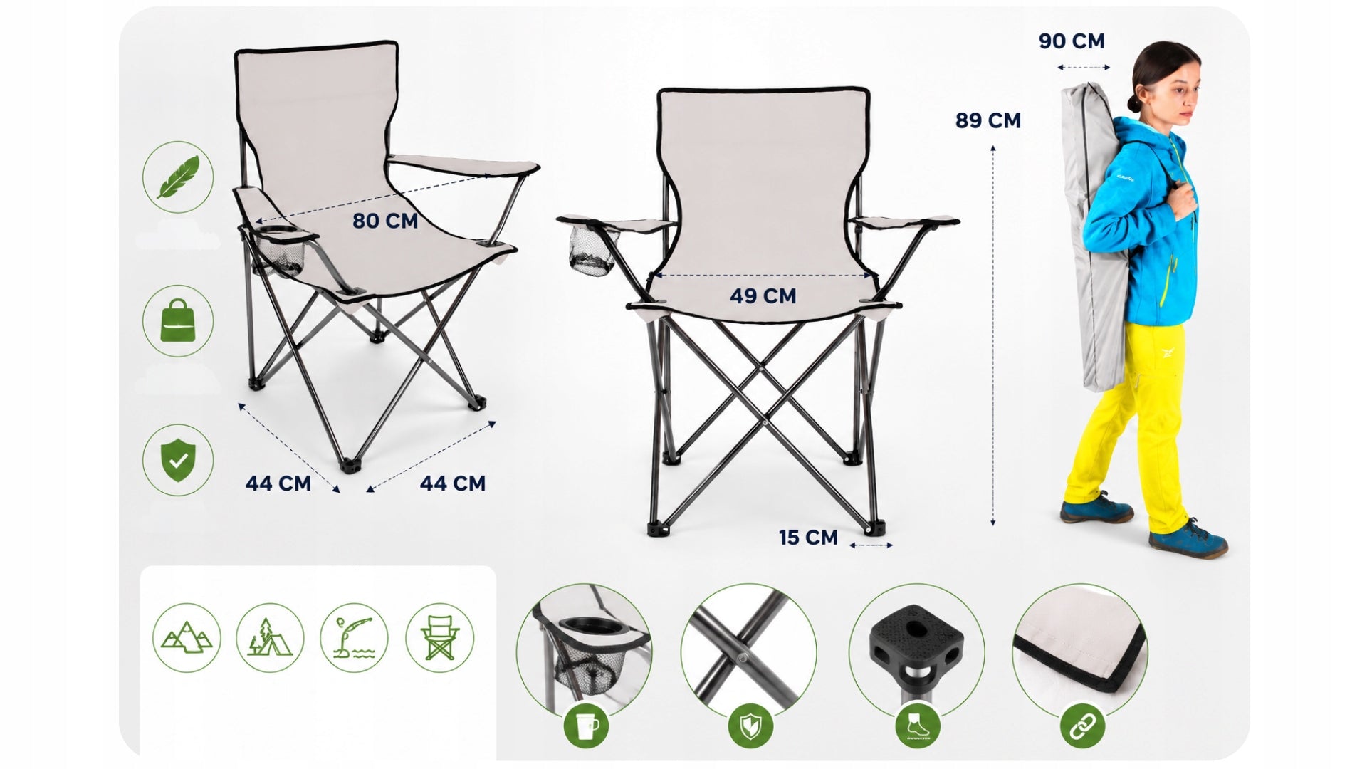 FISHING CHAIR FOR HIKING FISH FOLDING HANDLE COVER COMFORTABLE Manufacturer code PLU 57