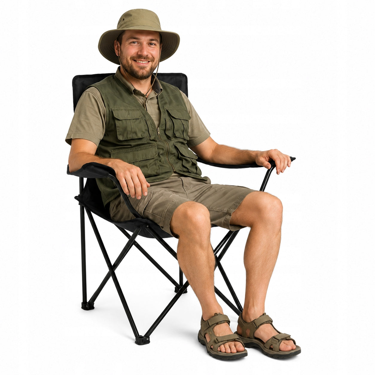 FISHING CHAIR XXL FOLDING HIKING FISH CHAIR Color black