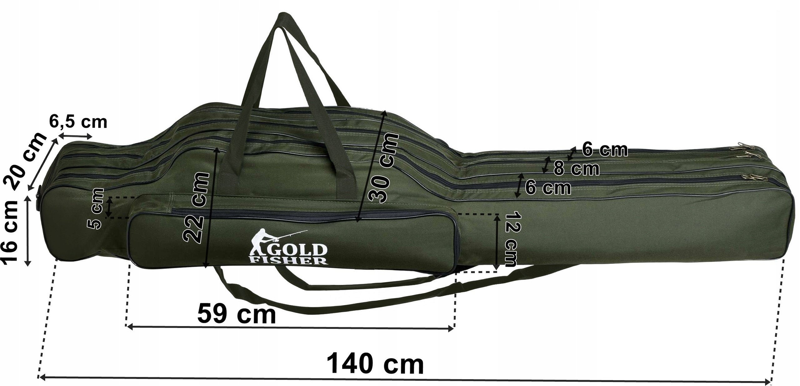 FISHING COVER ROD BAG 3 COMPARTMENTS 140CM GIFT FOR GRANDFATHER DAD EAN (GTIN) 5902340317235