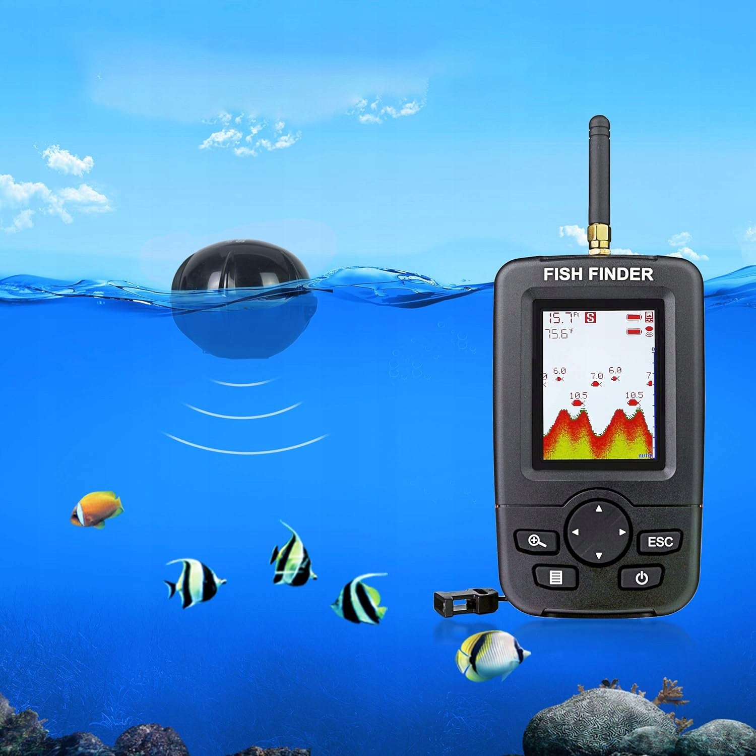 FISHING ECHO SOUNDER WIRELESS SONAR FISH PROBE FOR BAIT BOAT Brand no brand