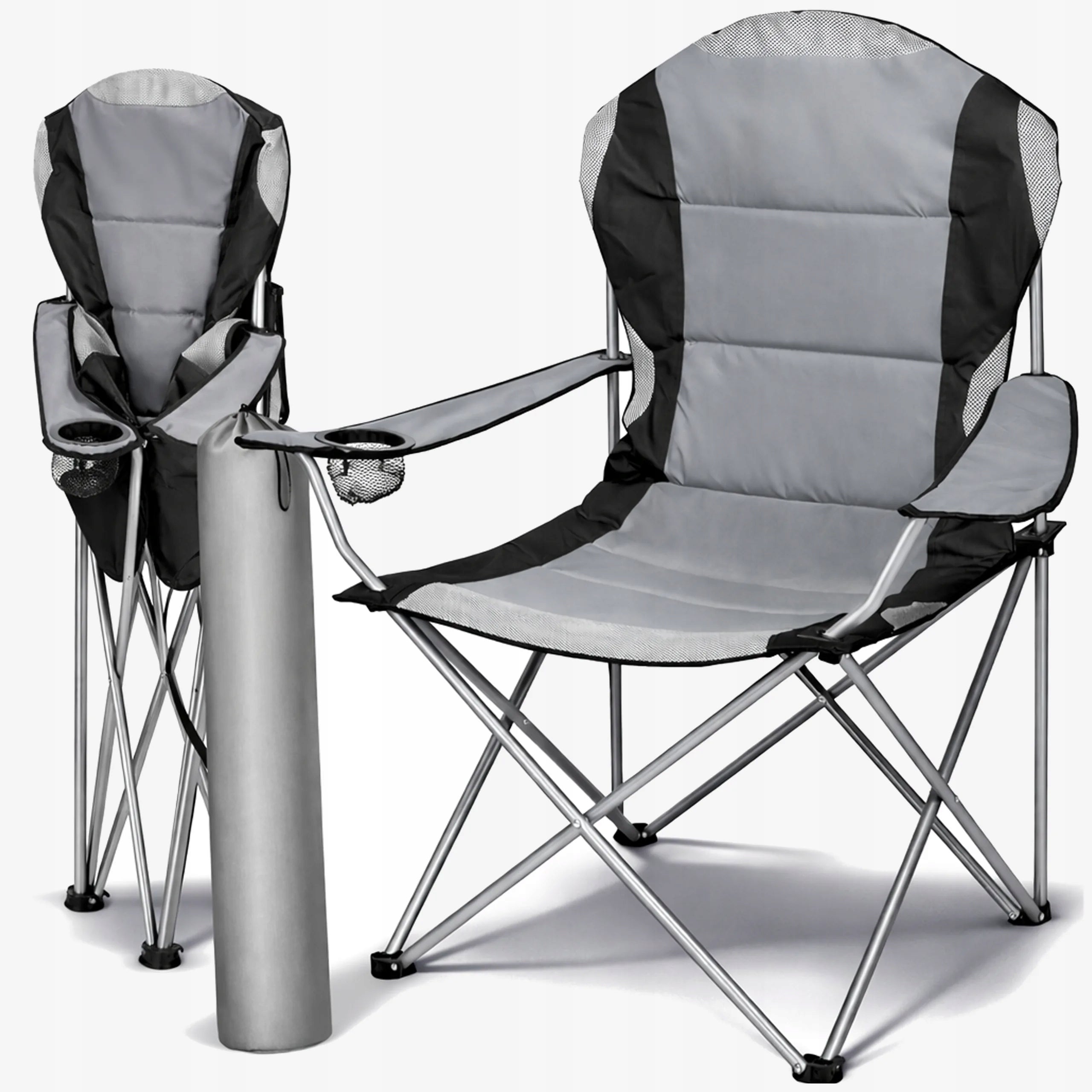 FISHING FOLDING HIKING CHAIR WITH BACKREST DURABLE SOLID GREY Brand Cantebia