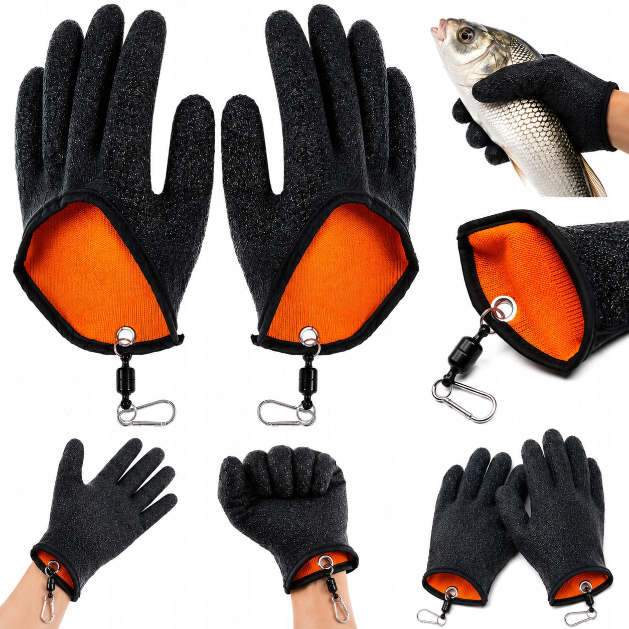 FISHING GLOVES FOR CATCHING FISH NON-SLIP 5 FINGERS REMOVABLE PAIR