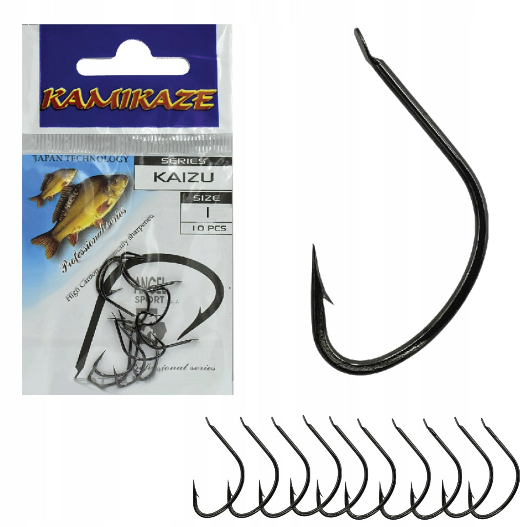 FISHING HOOKS | KAMIKAZE KAIZU | SIZE 1 | 10 PIECES | BLACK