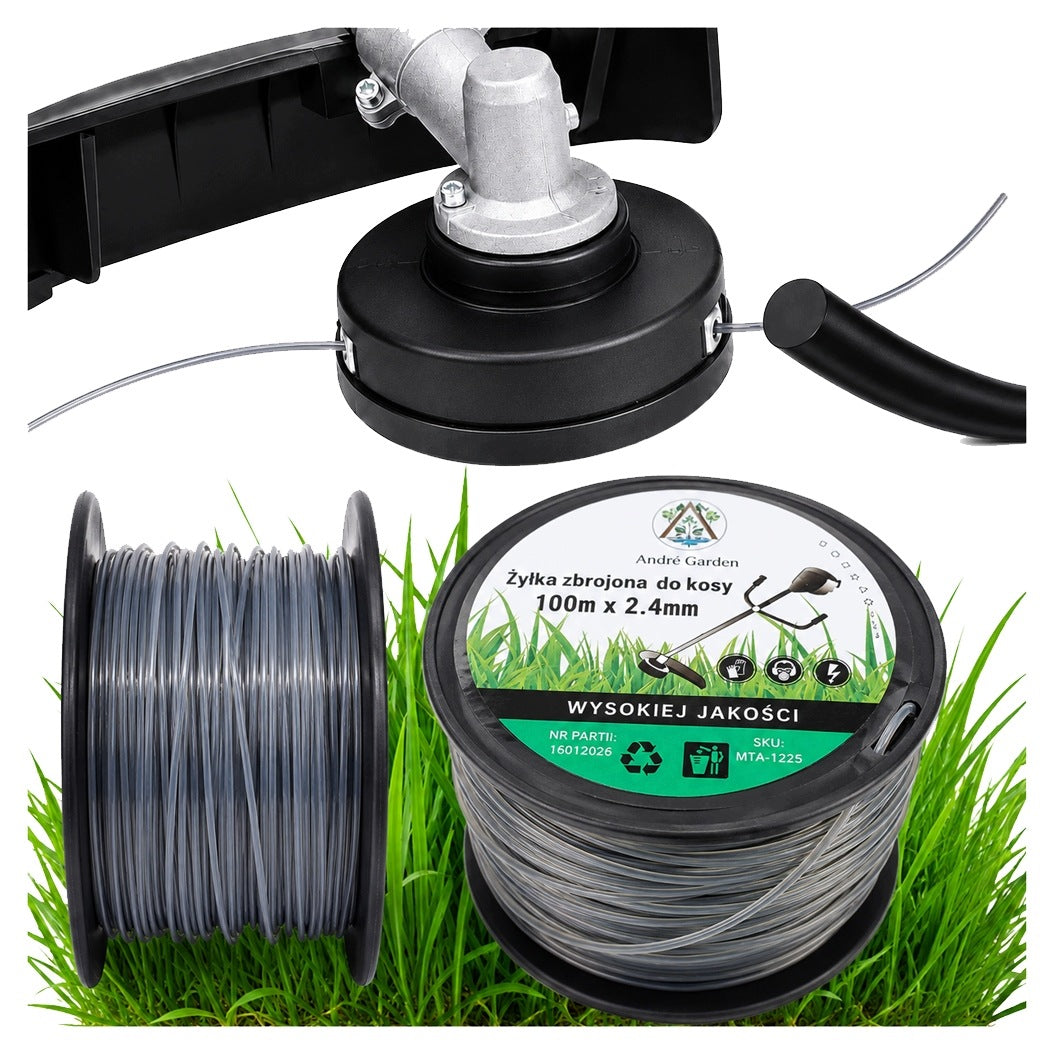 FISHING LINE REINFORCED COMBUSTION TRIMMER 100m large strong 2,4mm cutting scythe cord