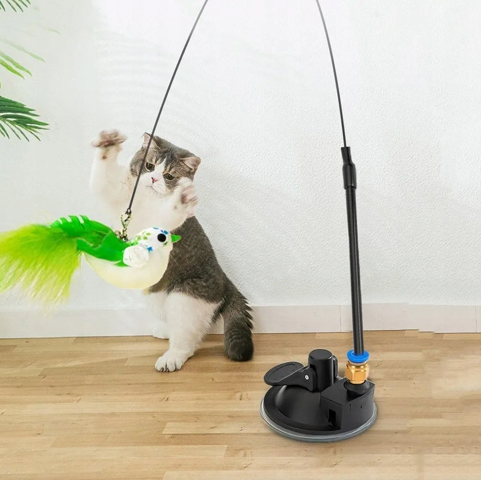 FISHING ROD CAT TOY MOUSE with feathers INTERACTIVE 95 cm BIRD Longest dimension 95 cm