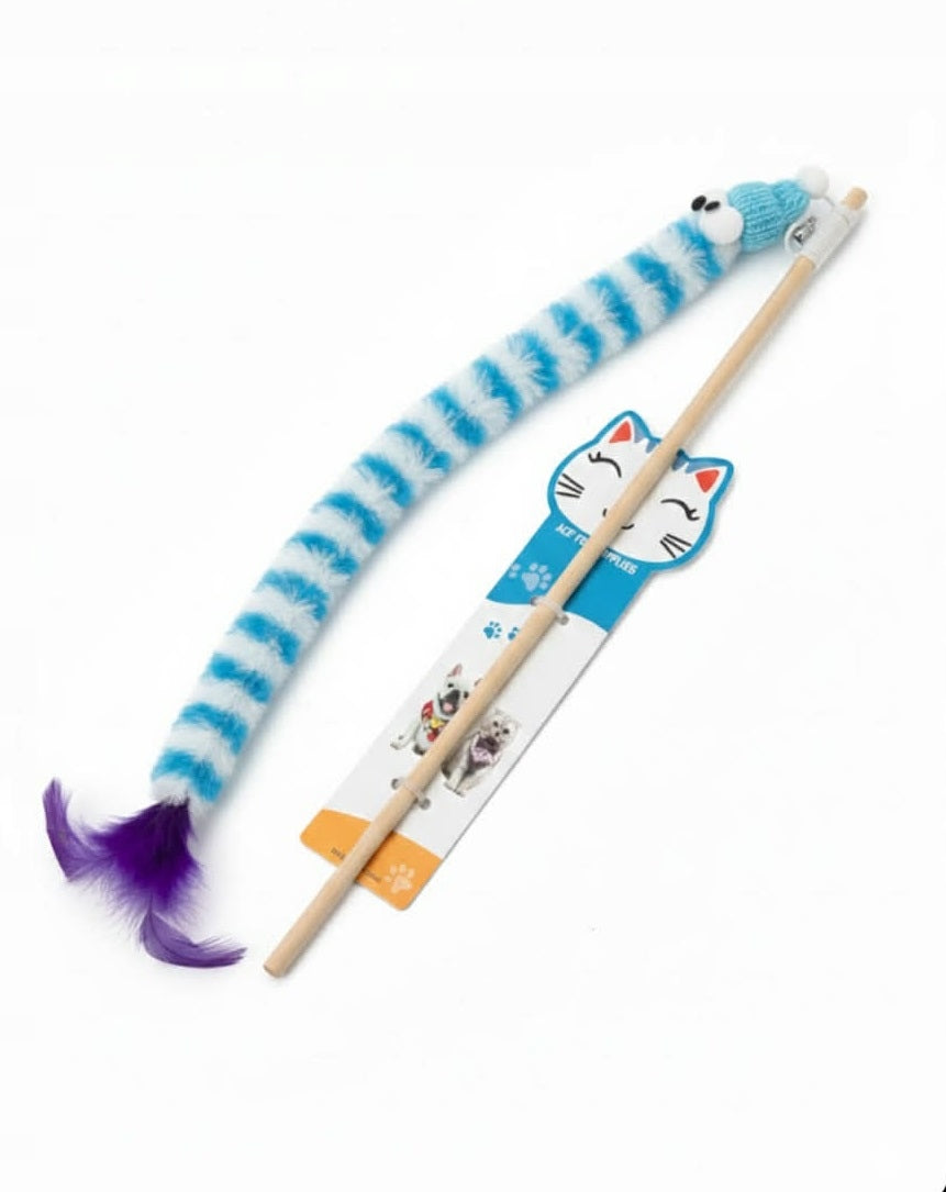 FISHING ROD CAT TOY WITH FEATHERS PLUSH SOFT WITH BELL Manufacturer code WĘDKA ZABAWKA DLA KOTA Z PIÓRAMI PLUSZOWA
