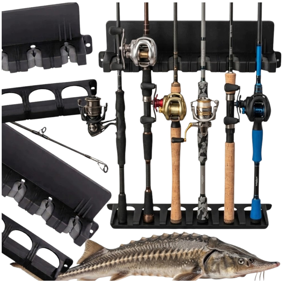 FISHING ROD SUPPORTS FOR ANGLERS ON THE WALL STAND FOR HOME STORE STAND