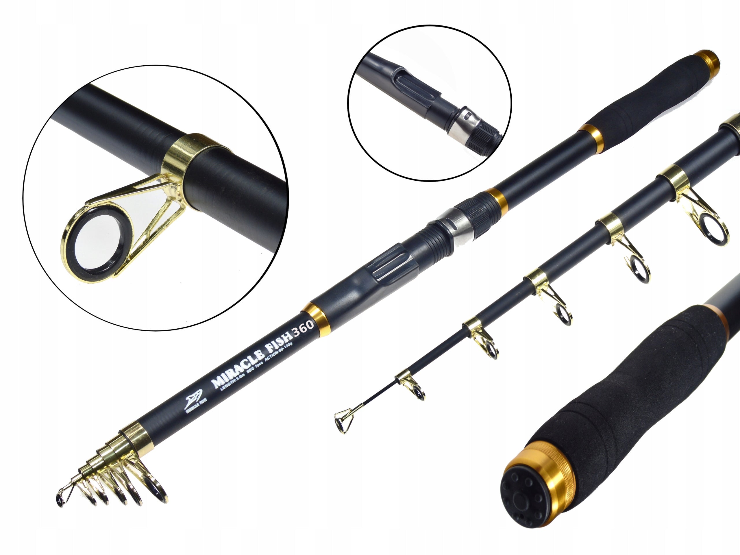 FISHING SET 2 x Telescopic FISHING ROD 2 x REEL GROUND FLOAT SPINNING Rod construction type telescopic