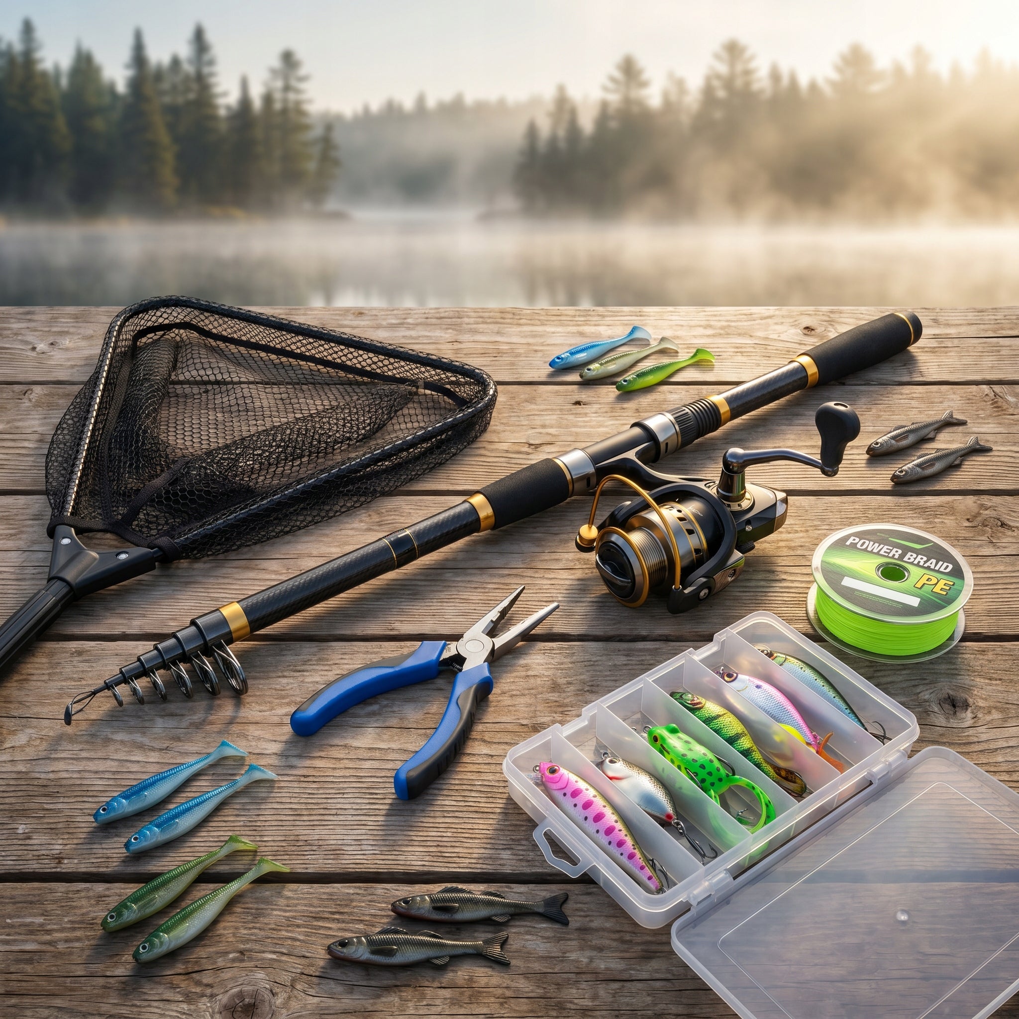 FISHING SET 71 PCS GIFT Fishing Rod Reel Rests Bait Fishing Line Packaging status original