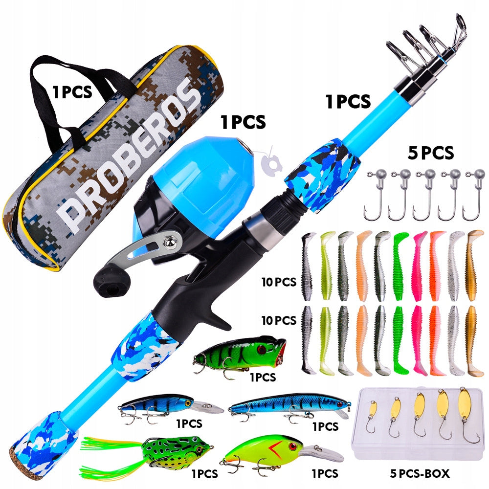 FISHING SET FOR CHILDREN ZABAKA FISHING ROD 1.5M 38 ELEMENTS PROBEROS GIFT Total length 150 cm