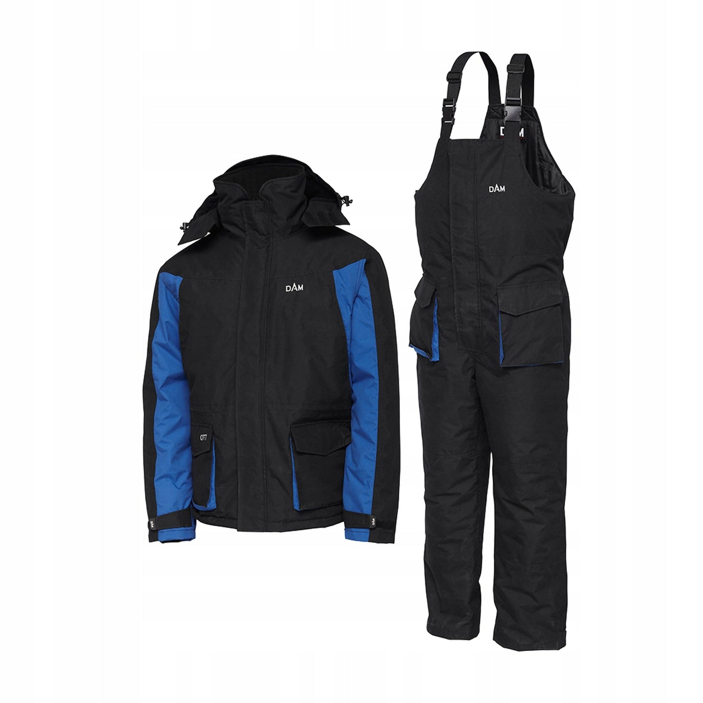 FISHING SUIT INSULATED THERMAL L BLUE BLACK DAM FOR FISH