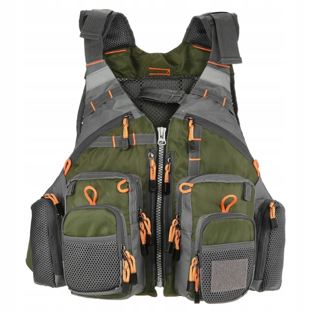 FISHING VEST WITH POCKETS PRACTICAL Color green