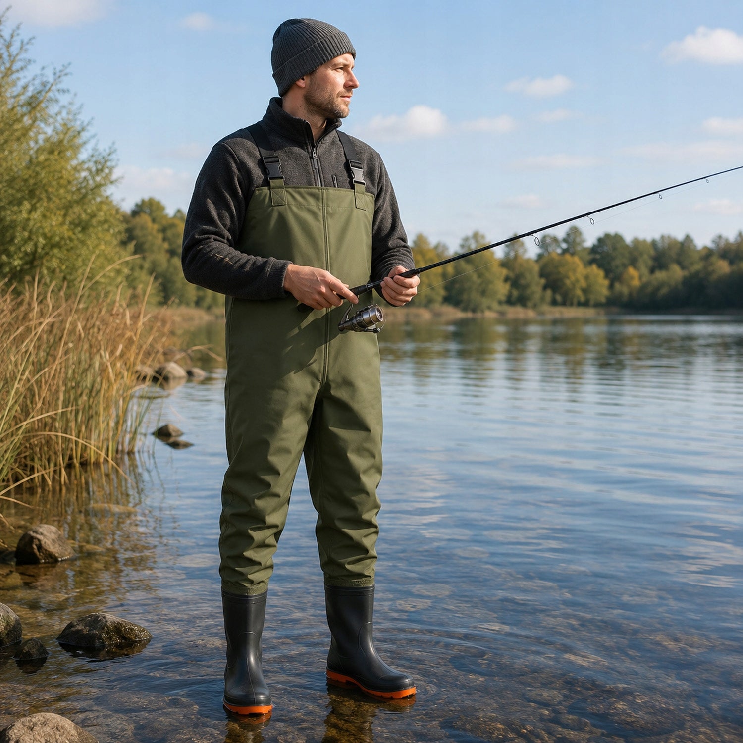 FISHING WADERS FISHING TROUSERS RUBBER WATERPROOF TROUSERS R. 43 Dominant material rubber