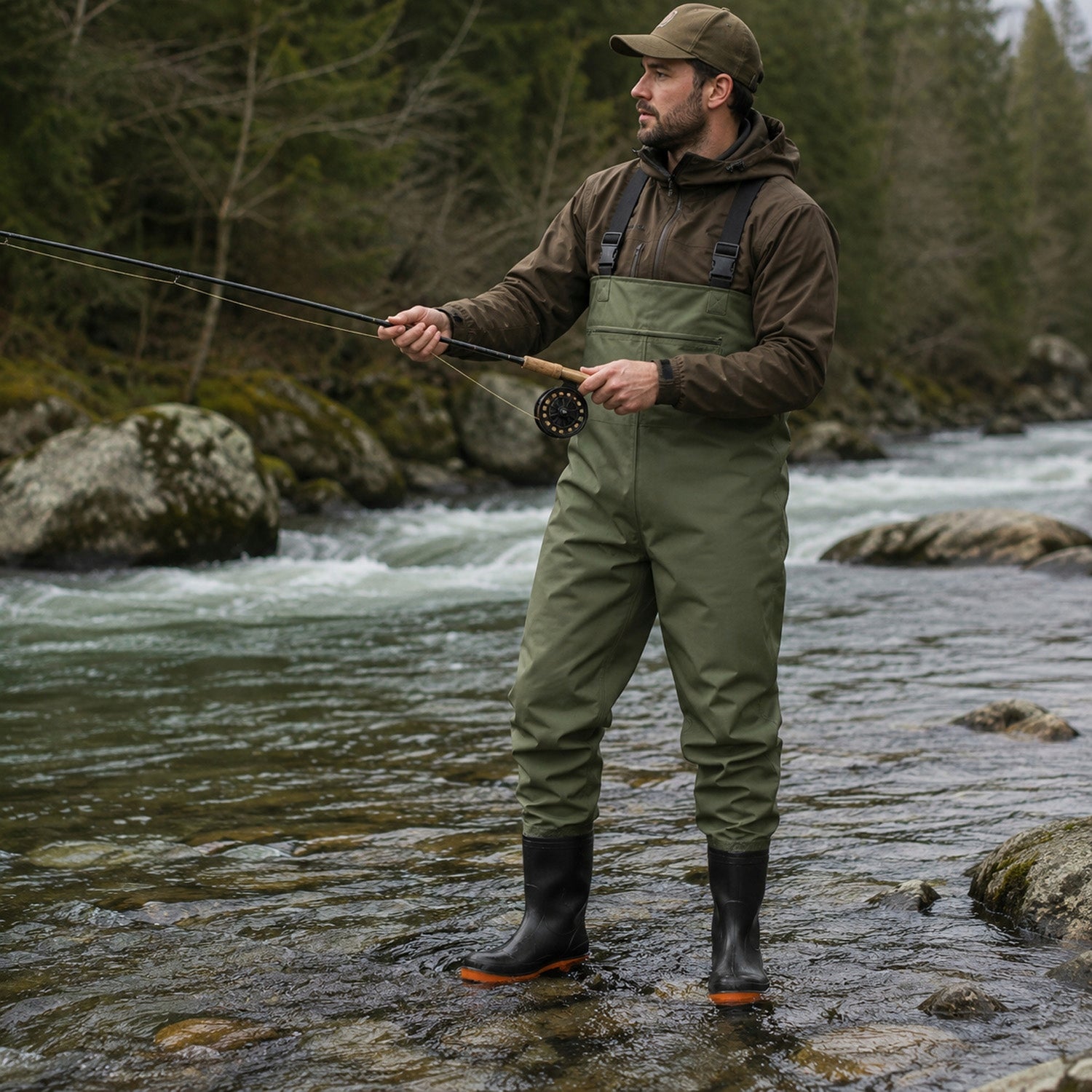 FISHING WADERS FISHING TROUSERS RUBBER WATERPROOF TROUSERS R. 43 Size 43