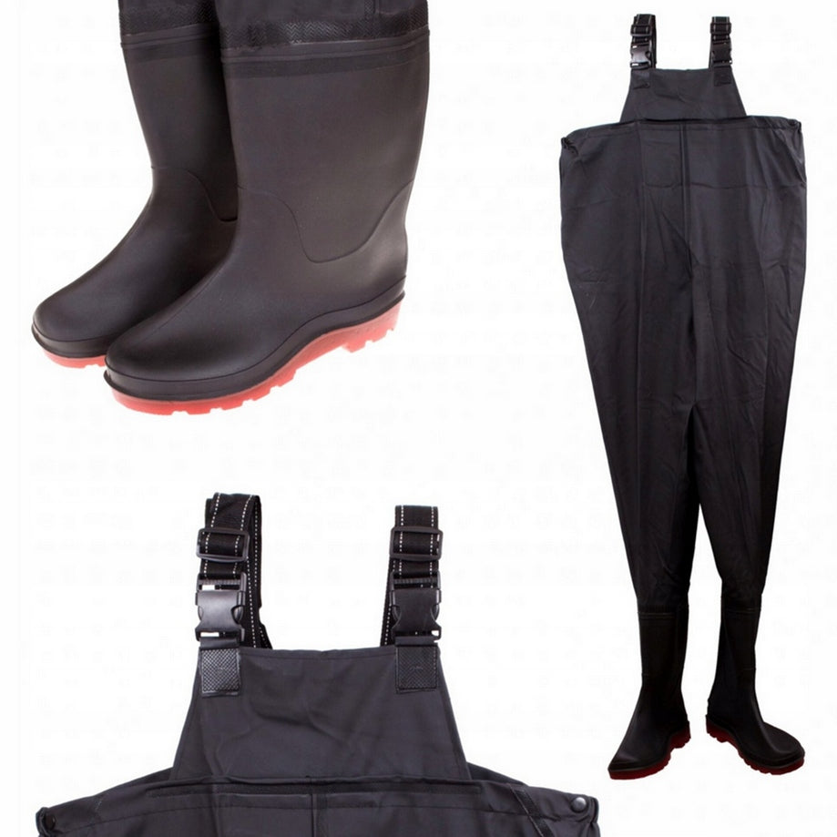 FISHING WADERS RUBBER FISHING TROUSERS WITH SUSPENDERS TROUSERS - size. 45 Brand no brand