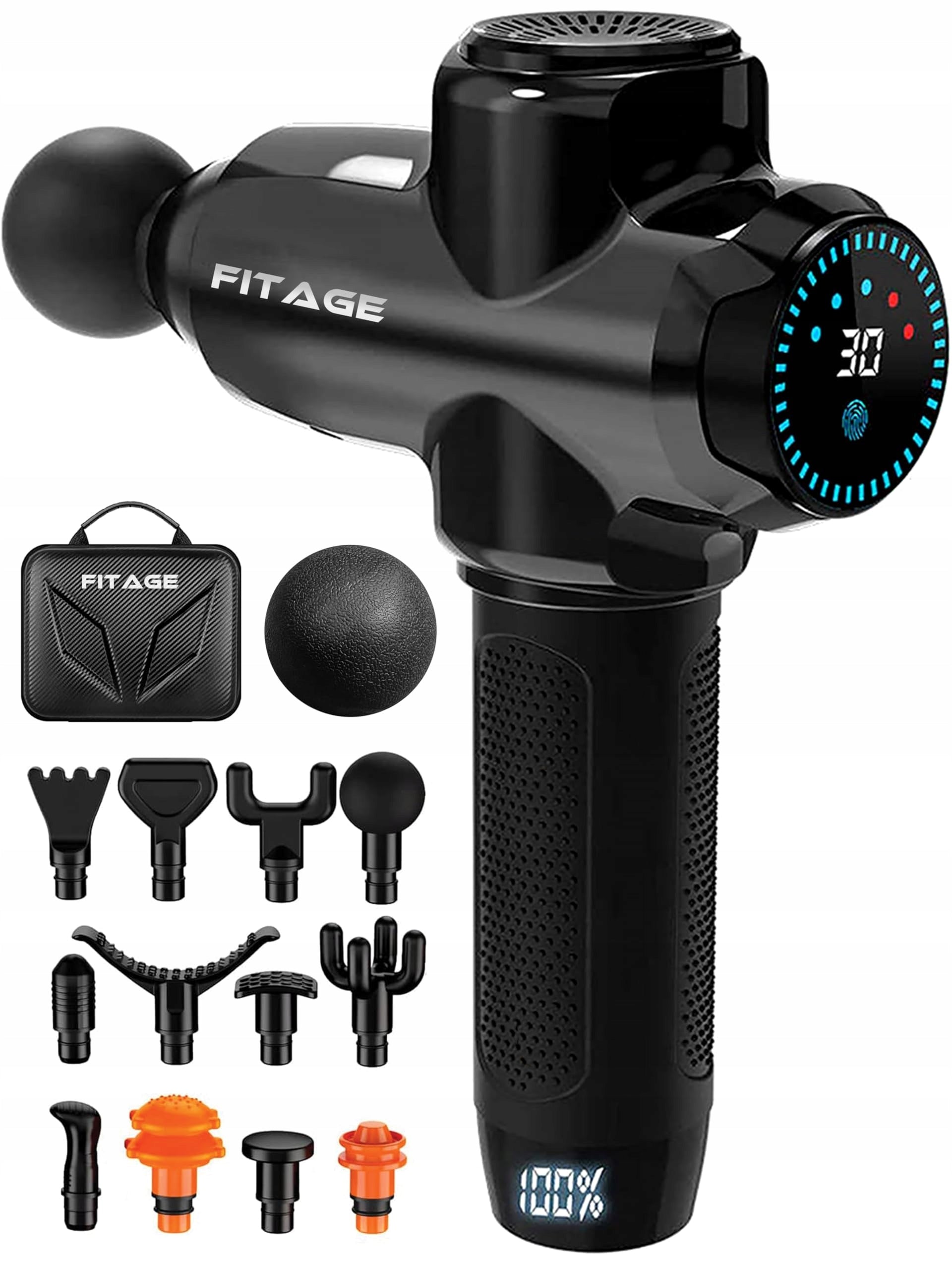 FITAGE Massage Gun Quiet 30 Speeds 8 Body Tips K2550