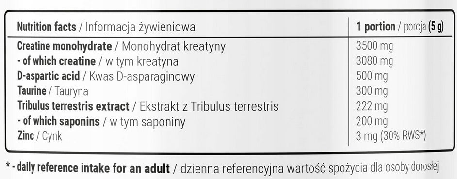 FITMAX TESTOCREA 200G EXOTIC CREATINE MONOHYDRATE ZINC TAURINE TRIBULUS EAN (GTIN) 5902385242950