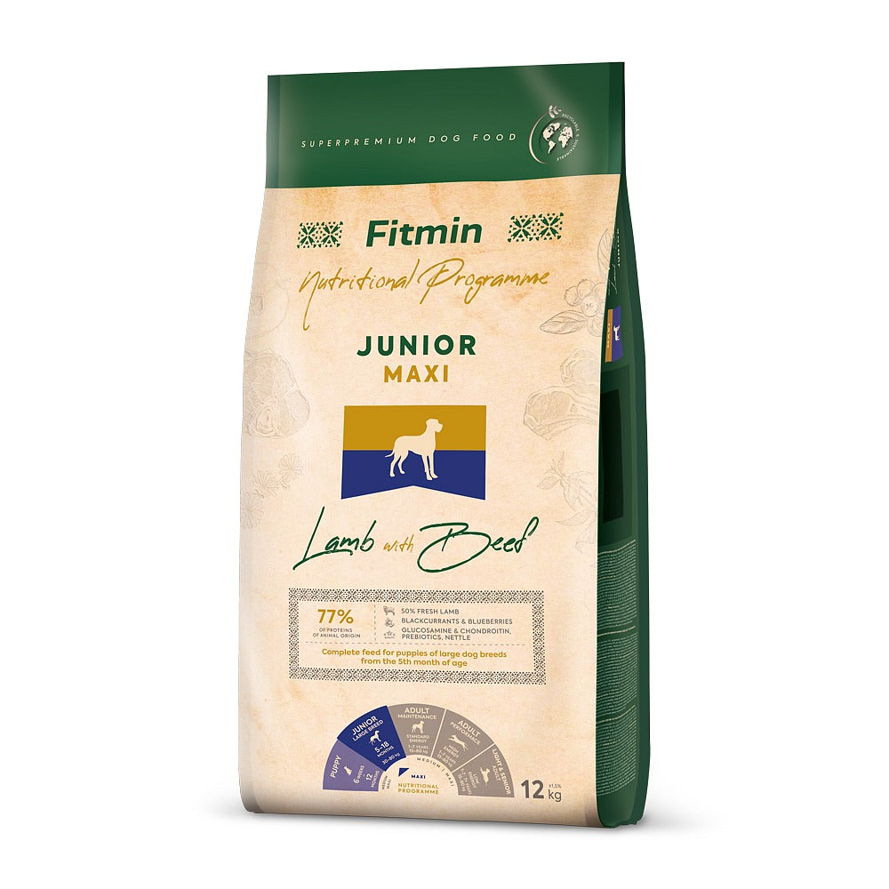FITMIN DOG MAXI JUNIOR LAMB BEEF 12KG food