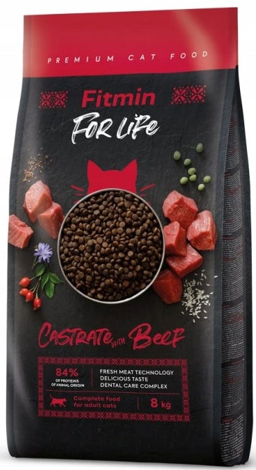 FITMIN FOR LIFE CAT CASTRATE dry cat food BEEF 8 kg