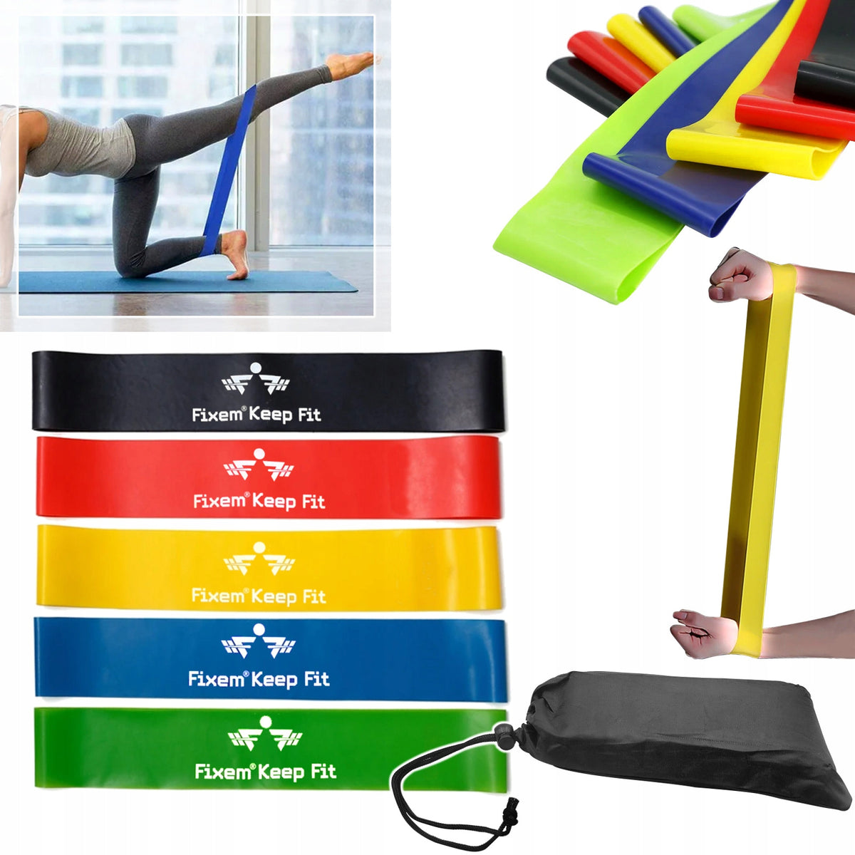 FITNESS BANDS RESISTANCE RUBBERS FOR EXERCISE MINI BAND SET OF 5 RUBBERS HIGH QUALITY