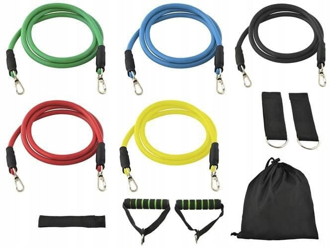 FITNESS EXERCISE RUBBER SET WITH HANDLES 5PCS COLOR Color multicolor