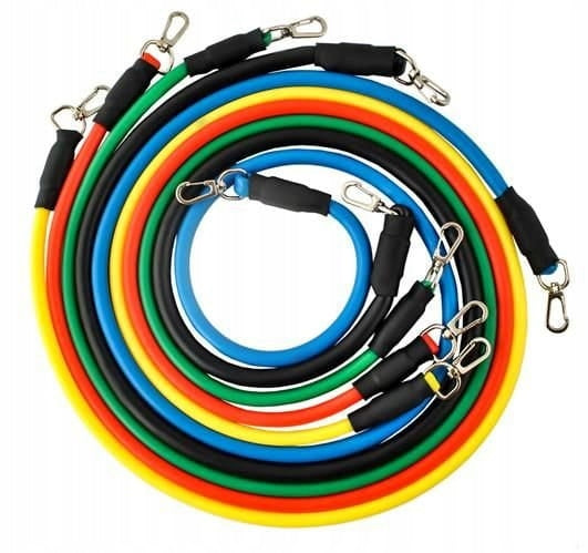 FITNESS EXERCISE RUBBER SET WITH HANDLES 5PCS COLOR