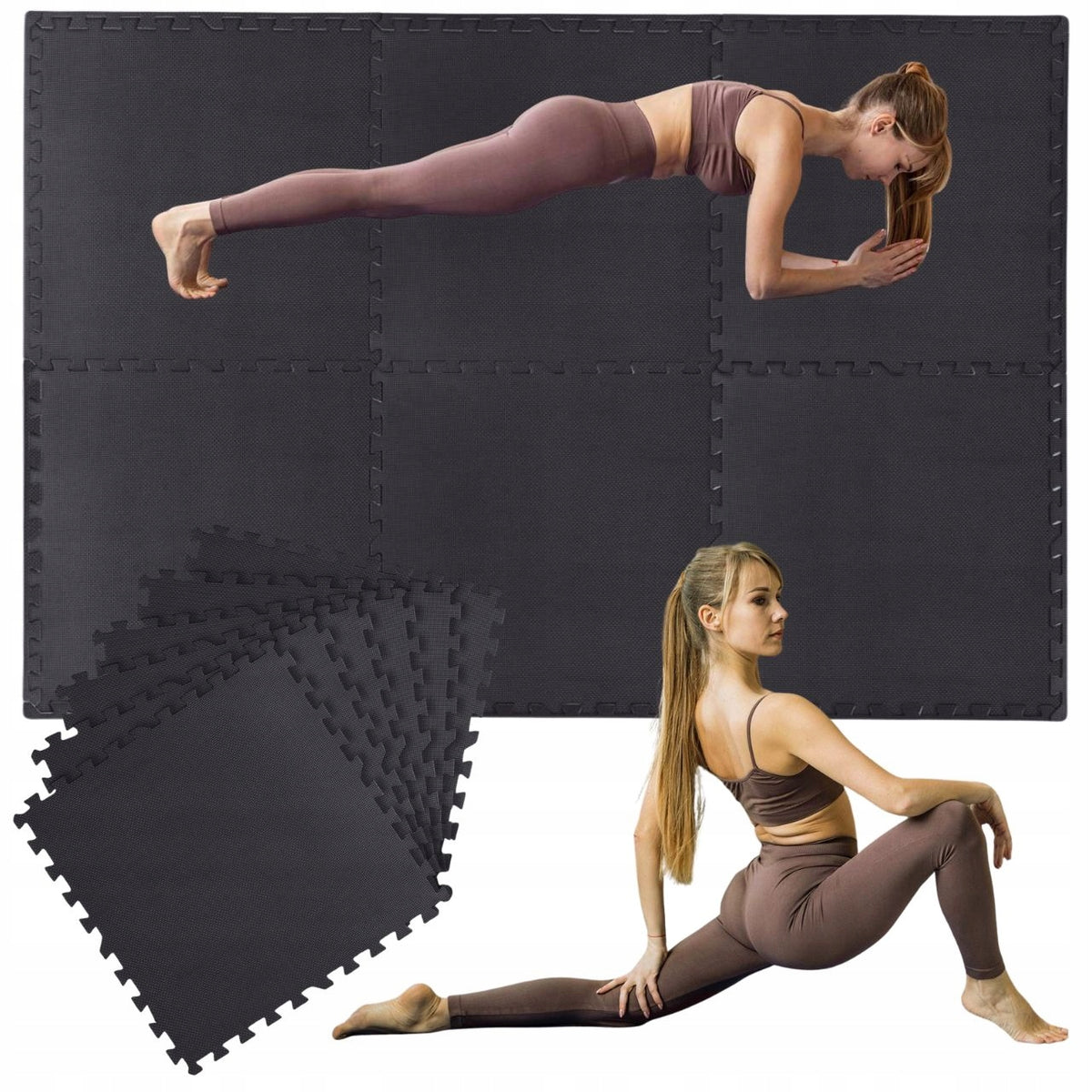FITNESS FOAM MAT 180X120 FOR NON-SLIP EXERCISES FOR GYMS FOLDS