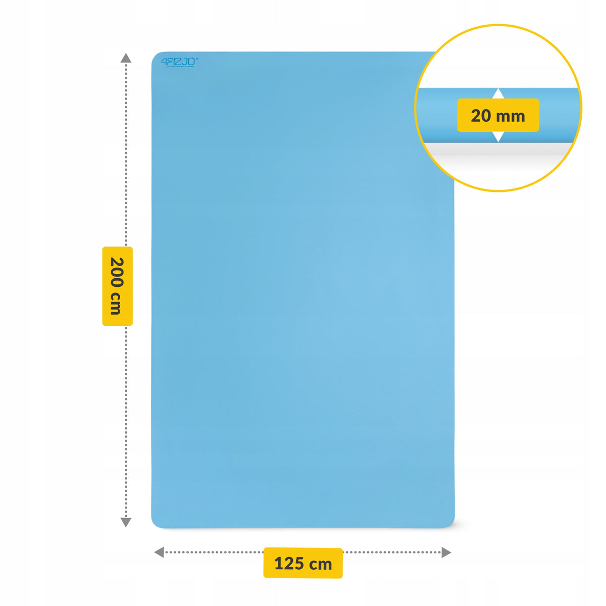 FITNESS GYMNASTIC MAT FOR YOGA EXERCISES GIANT 2 m x 1,25 m Color blue