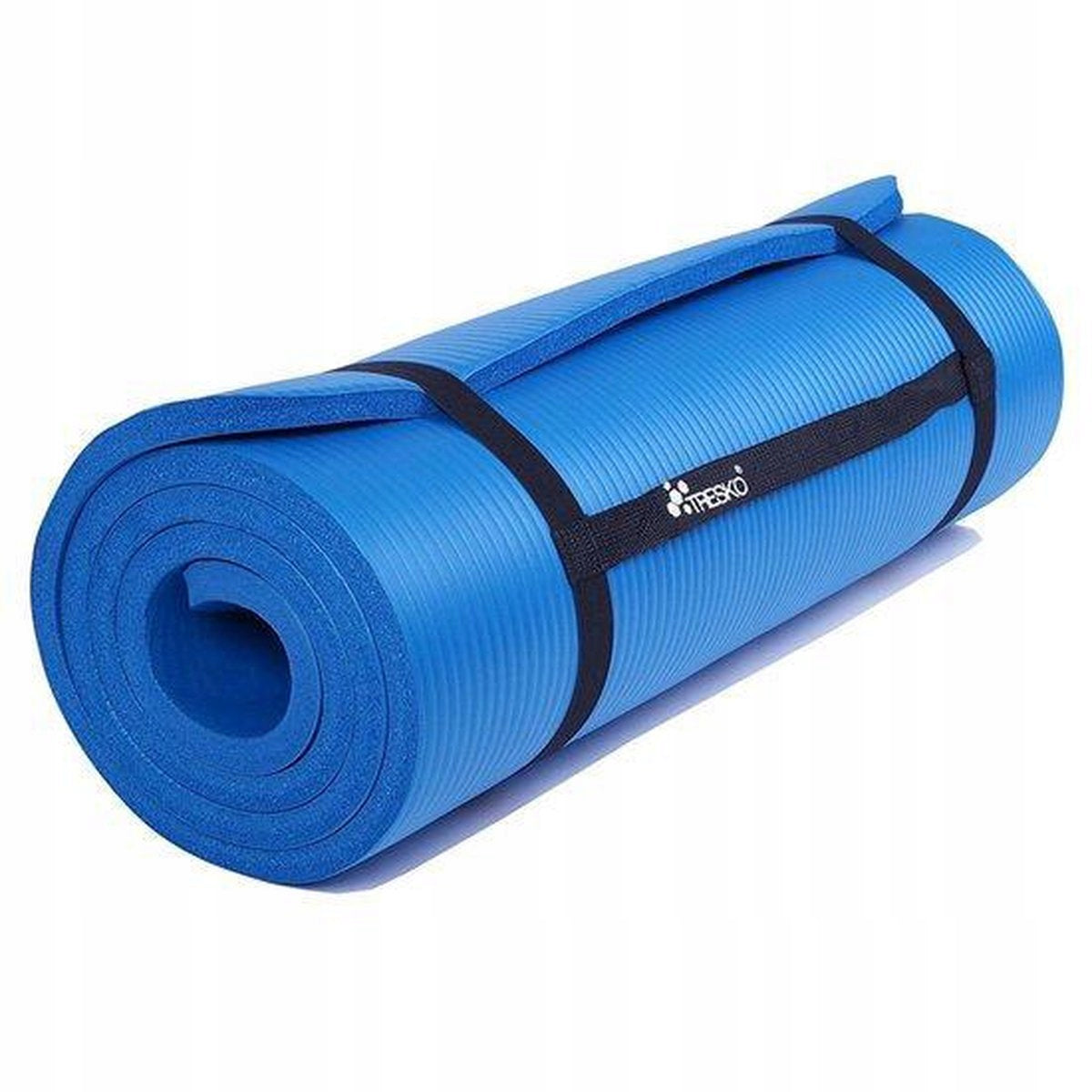 FITNESS MAT YOGA 185X60X1,5CM BLUE NON-SLIP + STRAP