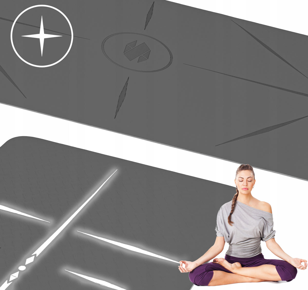 FITNESS MAT for exercise YOGA gymnastic TPE NON-SLIP thick MAT Color gray