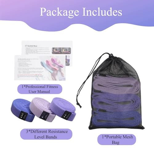 FITNESS RESISTANCE BANDS SET OF 3 FOR WOMEN AND MEN TRAINING Width 1 mm